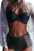 Black Strappy Push-up High Waist Bikini Swimsuit